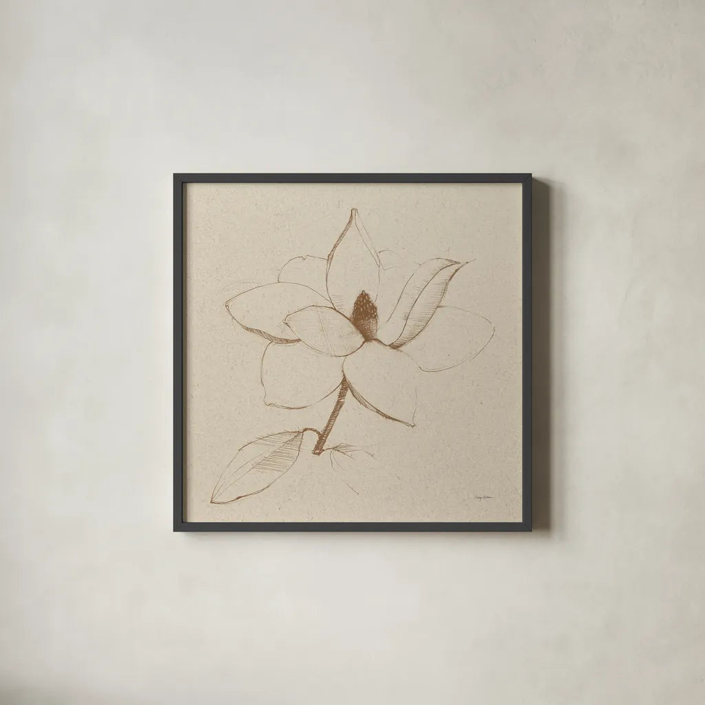Modern Vintage Floral II by Avery Tillmon. Shown in a sleek black glass frame for a contemporary gallery look. Available as an archival giclee rolled canvas, fine art paper, or poster print. SKU 72763a.