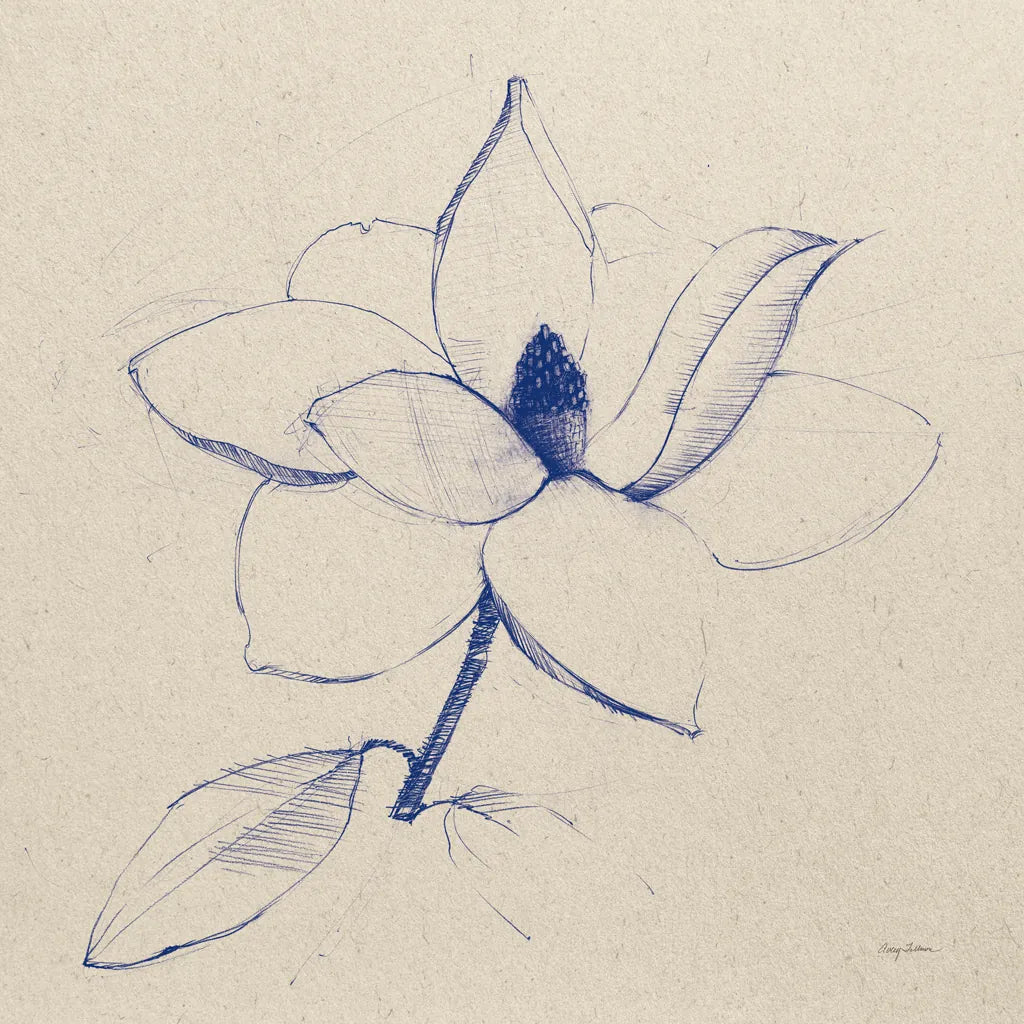 Modern Vintage Floral II Indigo by Avery Tillmon. SKU 80502a. Archival Giclee Fine art print for wall decor.