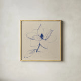 Modern Vintage Floral II Indigo by Avery Tillmon. Shown in a natural wood glass frame for a timeless modern aesthetic. Available as an archival giclee rolled canvas, fine art paper, or poster print. SKU 80502a.