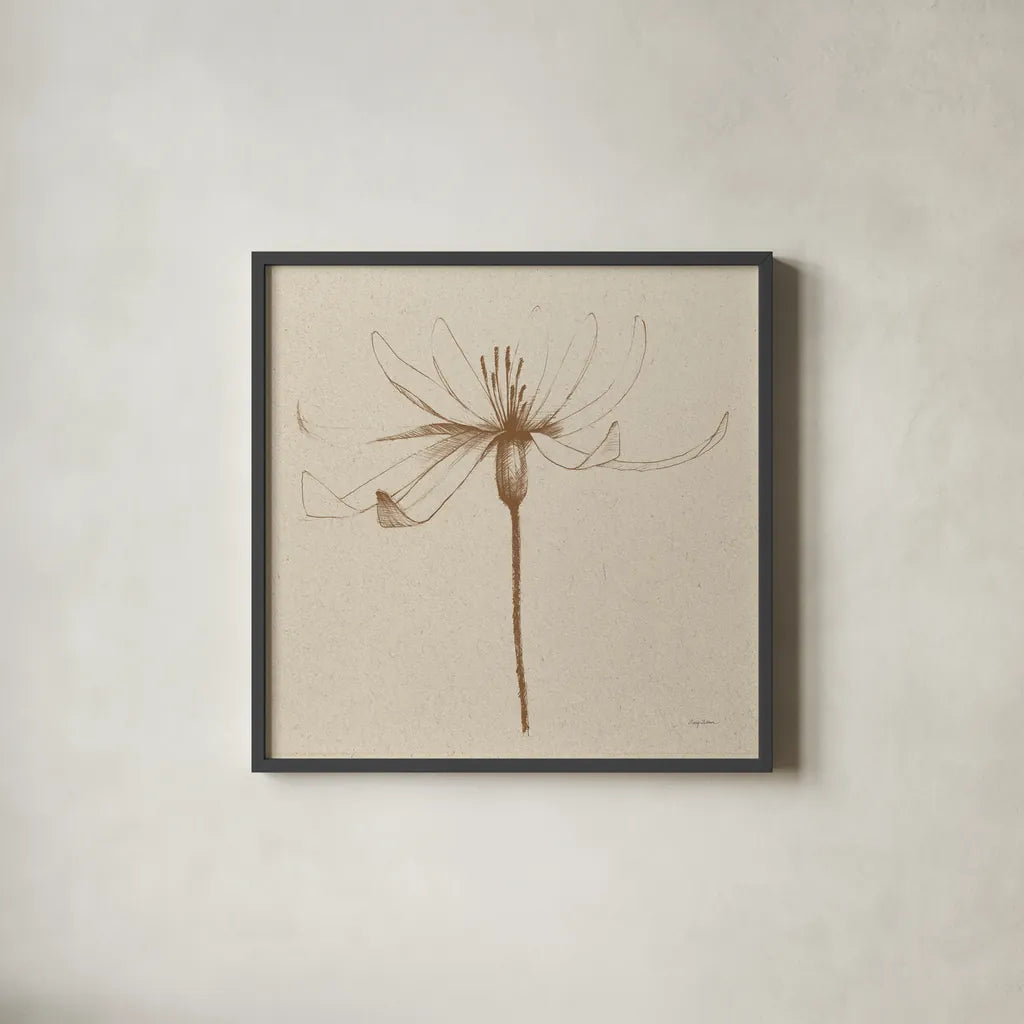 Modern Vintage Floral III by Avery Tillmon. Shown in a sleek black glass frame for a contemporary gallery look. Available as an archival giclee rolled canvas, fine art paper, or poster print. SKU 74081a.