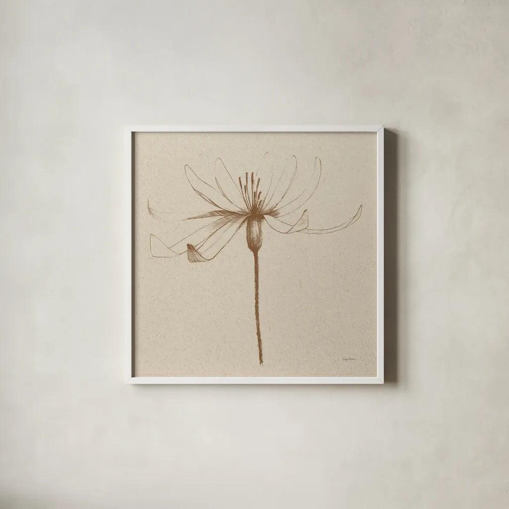 Modern Vintage Floral III by Avery Tillmon. Shown in a crisp white glass frame for a clean and minimalist style. Available as an archival giclee rolled canvas, fine art paper, or poster print. SKU 74081a.