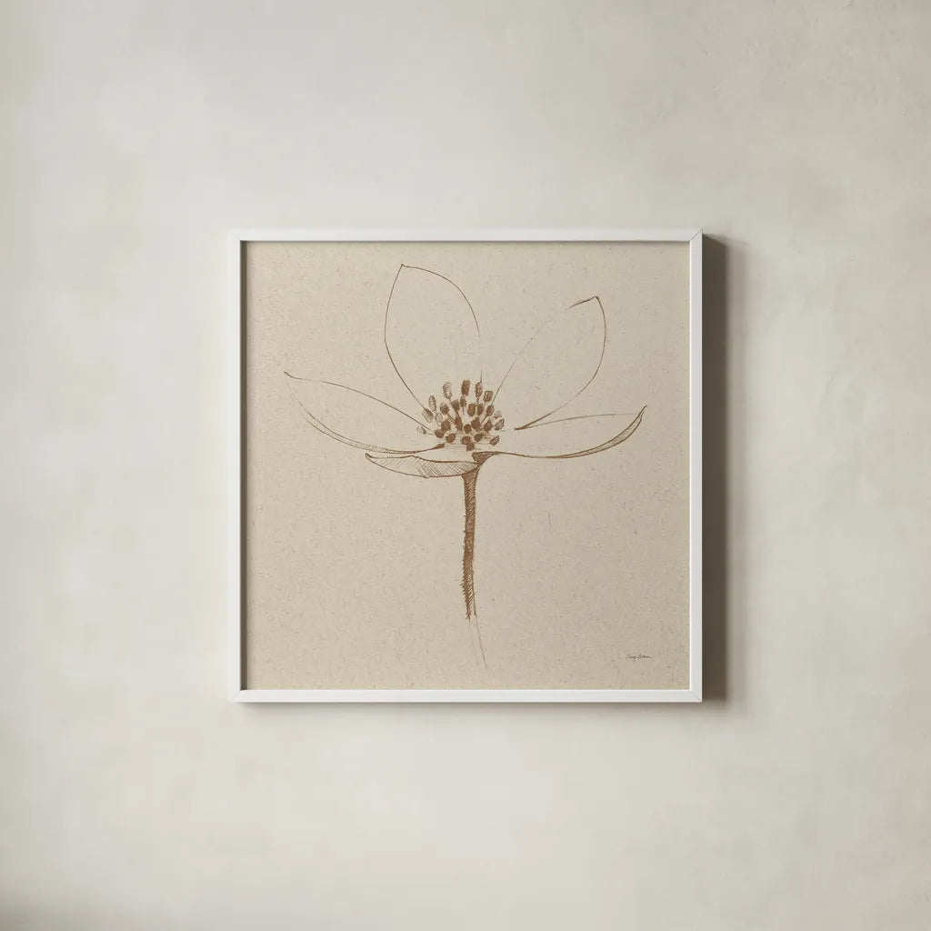 Modern Vintage Floral IV by Avery Tillmon. Shown in a crisp white glass frame for a clean and minimalist style. Available as an archival giclee rolled canvas, fine art paper, or poster print. SKU 74082a.
