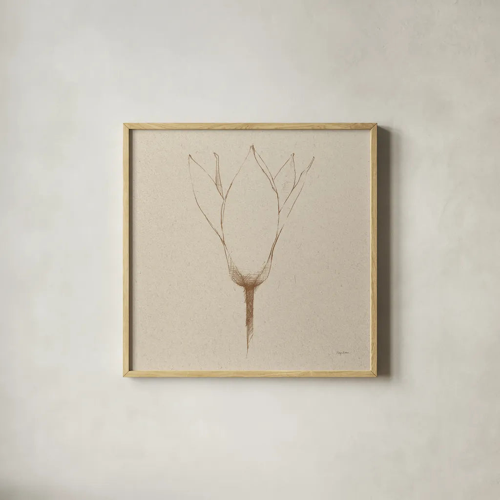 Modern Vintage Floral V by Avery Tillmon. Shown in a natural wood glass frame for a timeless modern aesthetic. Available as an archival giclee rolled canvas, fine art paper, or poster print. SKU 74083a.