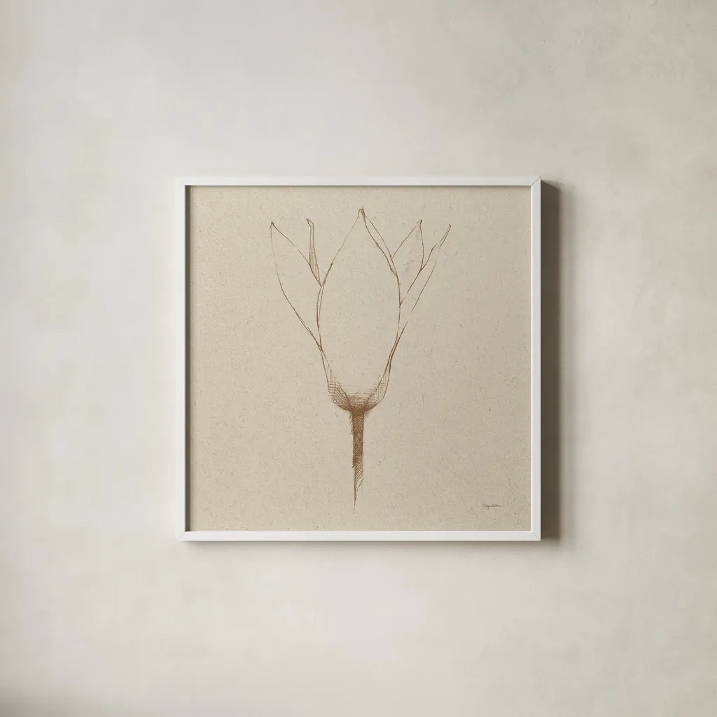 Modern Vintage Floral V by Avery Tillmon. Shown in a crisp white glass frame for a clean and minimalist style. Available as an archival giclee rolled canvas, fine art paper, or poster print. SKU 74083a.