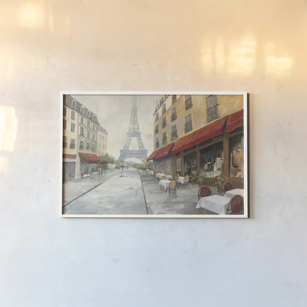 Morning in Paris No Couple by Avery Tillmon. shown as a paper print in a white frame. Available as a archival giclee rolled canvas, fine art paper, or poster print. SKU 84775i.