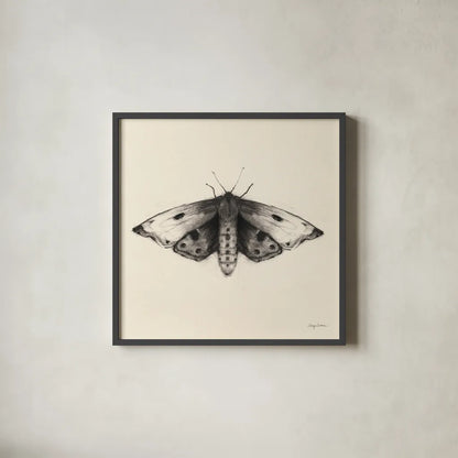Moth I Sq by Avery Tillmon. Shown in a sleek black glass frame for a contemporary gallery look. Available as an archival giclee rolled canvas, fine art paper, or poster print. SKU 85902a.