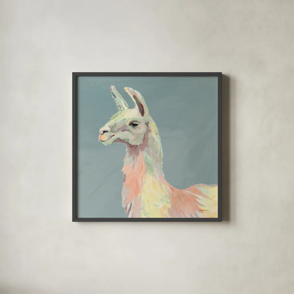 Ophelia on Blue Crop by Avery Tillmon. Shown in a sleek black glass frame for a contemporary gallery look. Available as an archival giclee rolled canvas, fine art paper, or poster print. SKU 69165a.