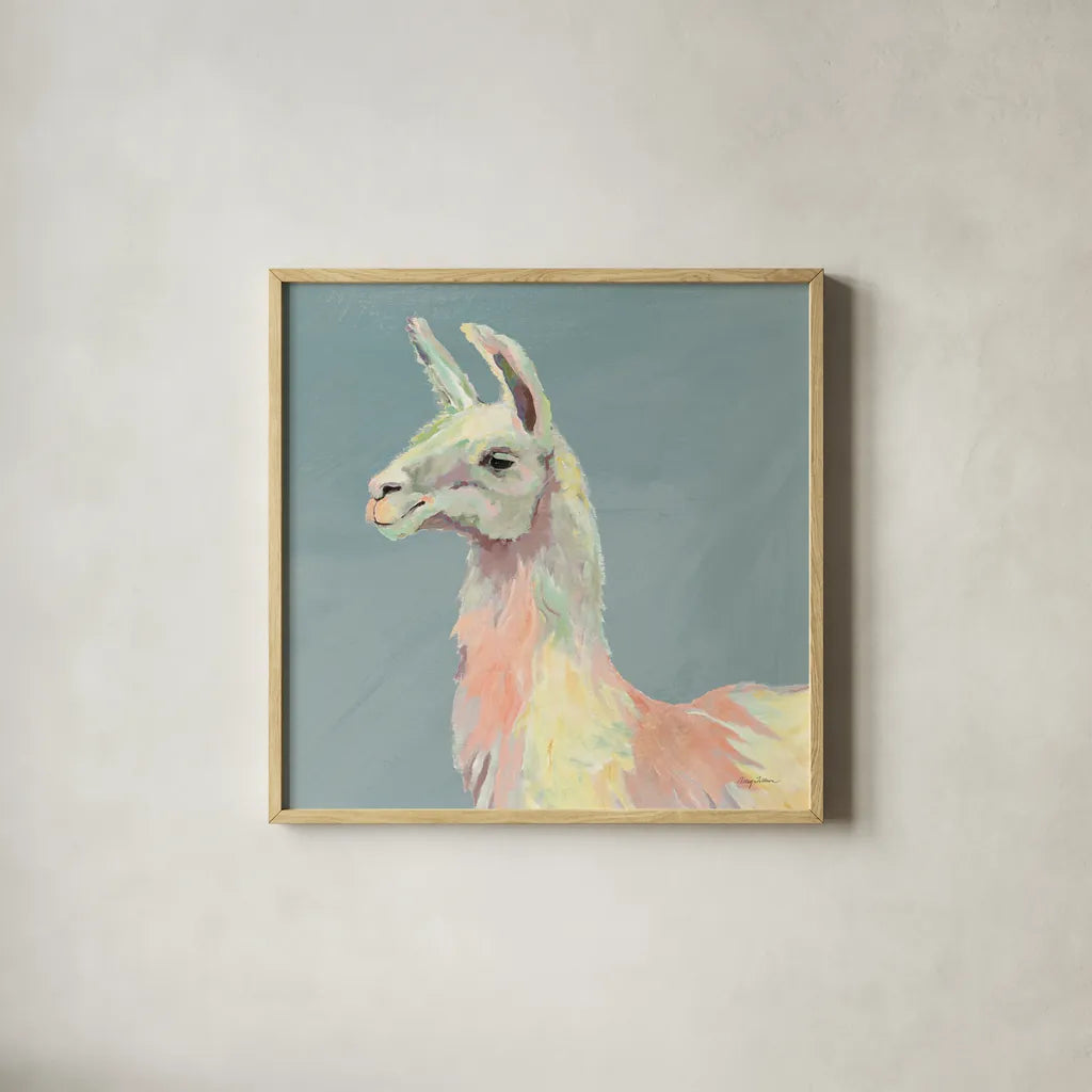 Ophelia on Blue Crop by Avery Tillmon. Shown in a natural wood glass frame for a timeless modern aesthetic. Available as an archival giclee rolled canvas, fine art paper, or poster print. SKU 69165a.