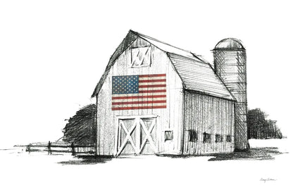 Patriotic Barn by Avery Tillmon. SKU 76407i. Archival Giclee Fine art print for wall decor.
