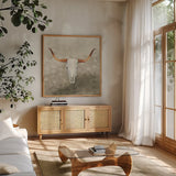 Patterned Echoes by Avery Tillmon. Shown in a natural wood frame in a cozy modern living room. Available as an archival giclee rolled canvas, fine art paper, or poster print. SKU 63501a.