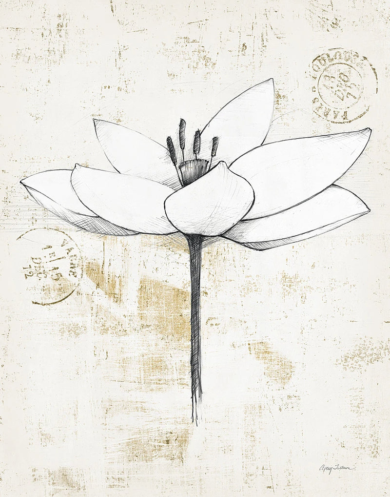 Pencil Floral I Gold by Avery Tillmon