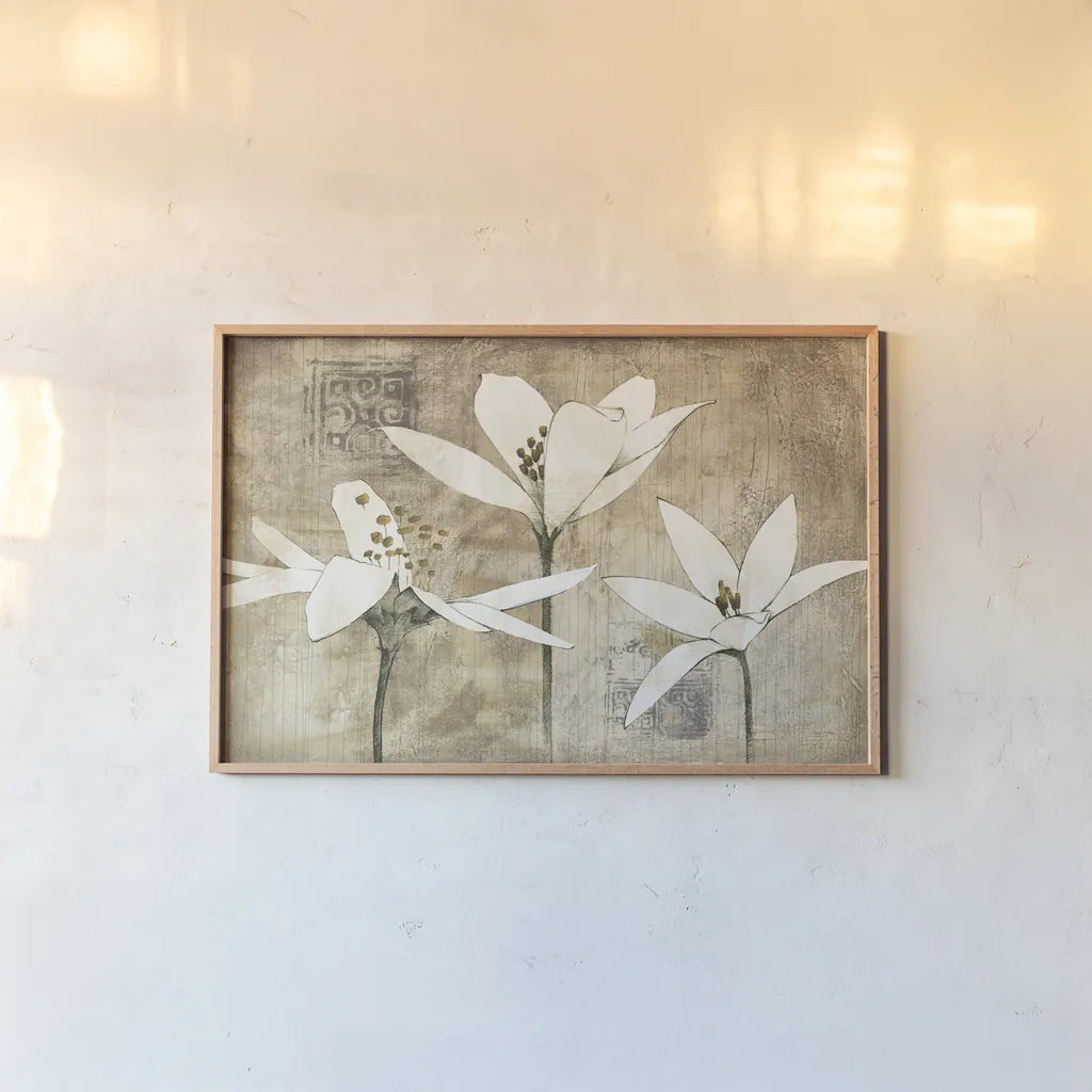 Pencil Floral III by Avery Tillmon. shown as a paper print in a natural frame. Available as a archival giclee rolled canvas, fine art paper, or poster print. SKU 10289i.