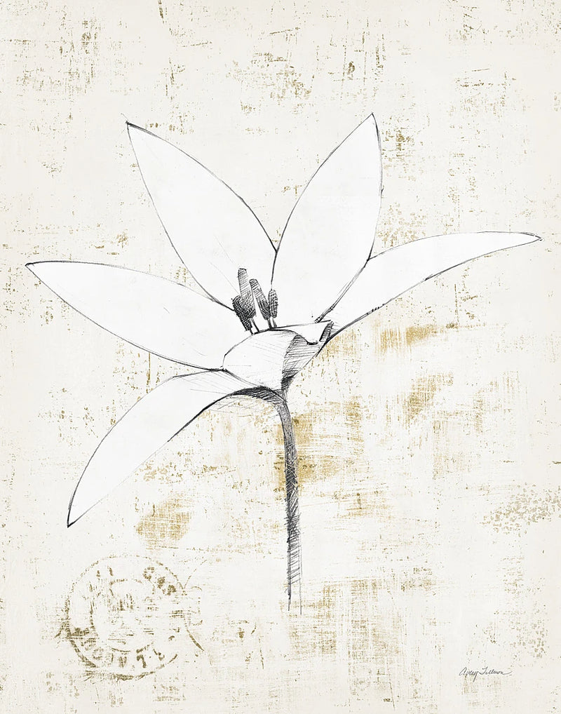 Pencil Floral XII Gold by Avery Tillmon