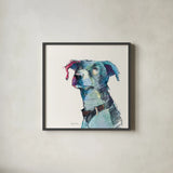 Puck Watercolor Pastel by Avery Tillmon. Shown in a sleek black glass frame for a contemporary gallery look. Available as an archival giclee rolled canvas, fine art paper, or poster print. SKU 54619a.