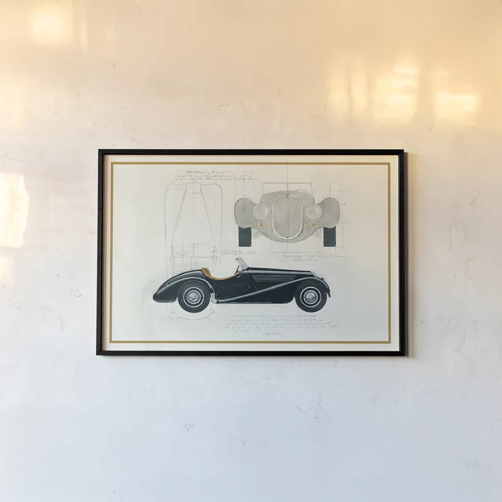 Roadster I v2 by Avery Tillmon. shown as a paper print in a black flame. Available as a archival giclee rolled canvas, fine art paper, or poster print. SKU 49692i.