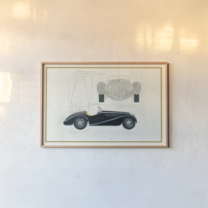 Roadster I v2 by Avery Tillmon. shown as a paper print in a natural frame. Available as a archival giclee rolled canvas, fine art paper, or poster print. SKU 49692i.