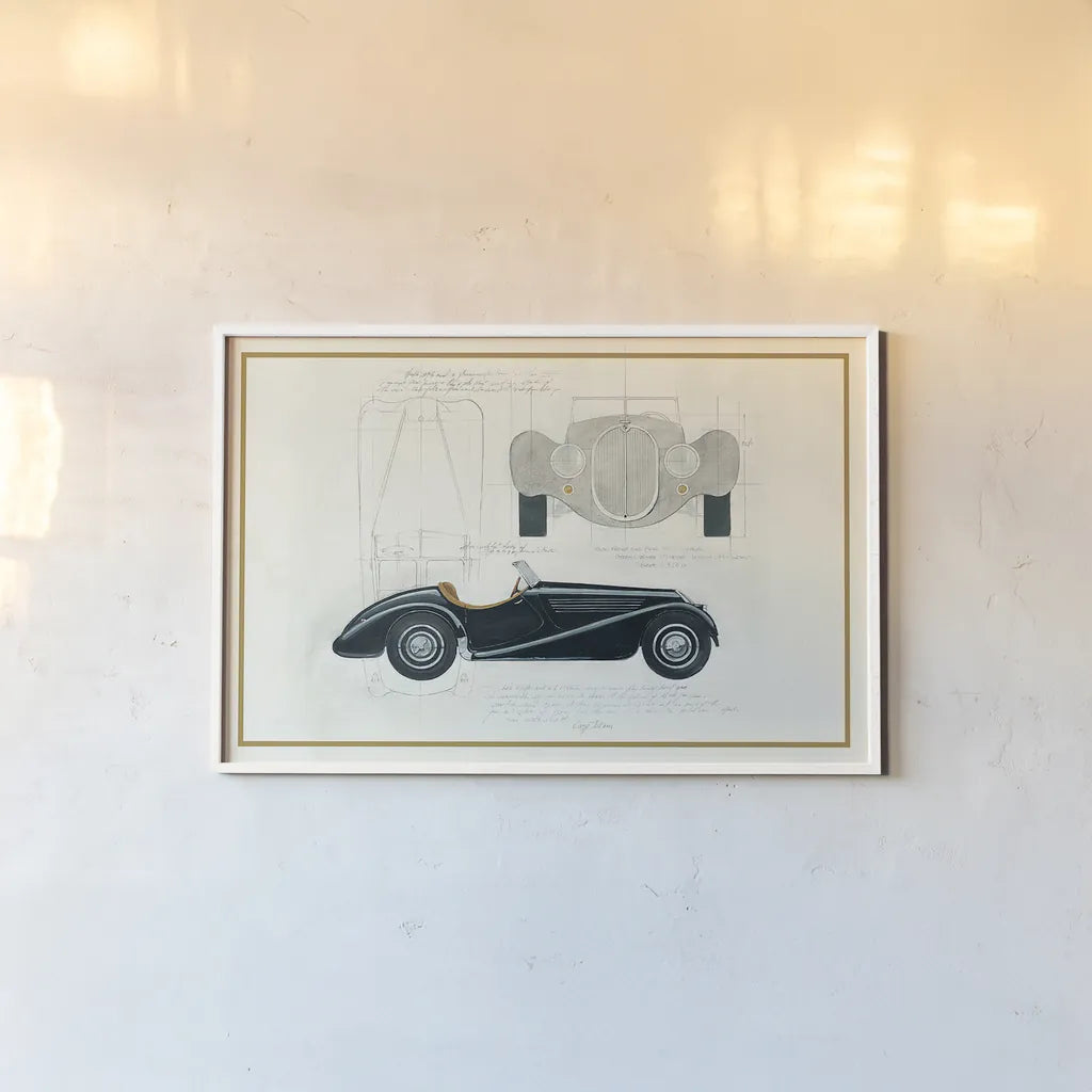 Roadster I v2 by Avery Tillmon. shown as a paper print in a white frame. Available as a archival giclee rolled canvas, fine art paper, or poster print. SKU 49692i.