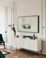 Roadster II v2 by Avery Tillmon. shown as a framed stretched canvas in a living room above a console. Available as a archival giclee rolled canvas, fine art paper, or poster print. SKU 49693i.