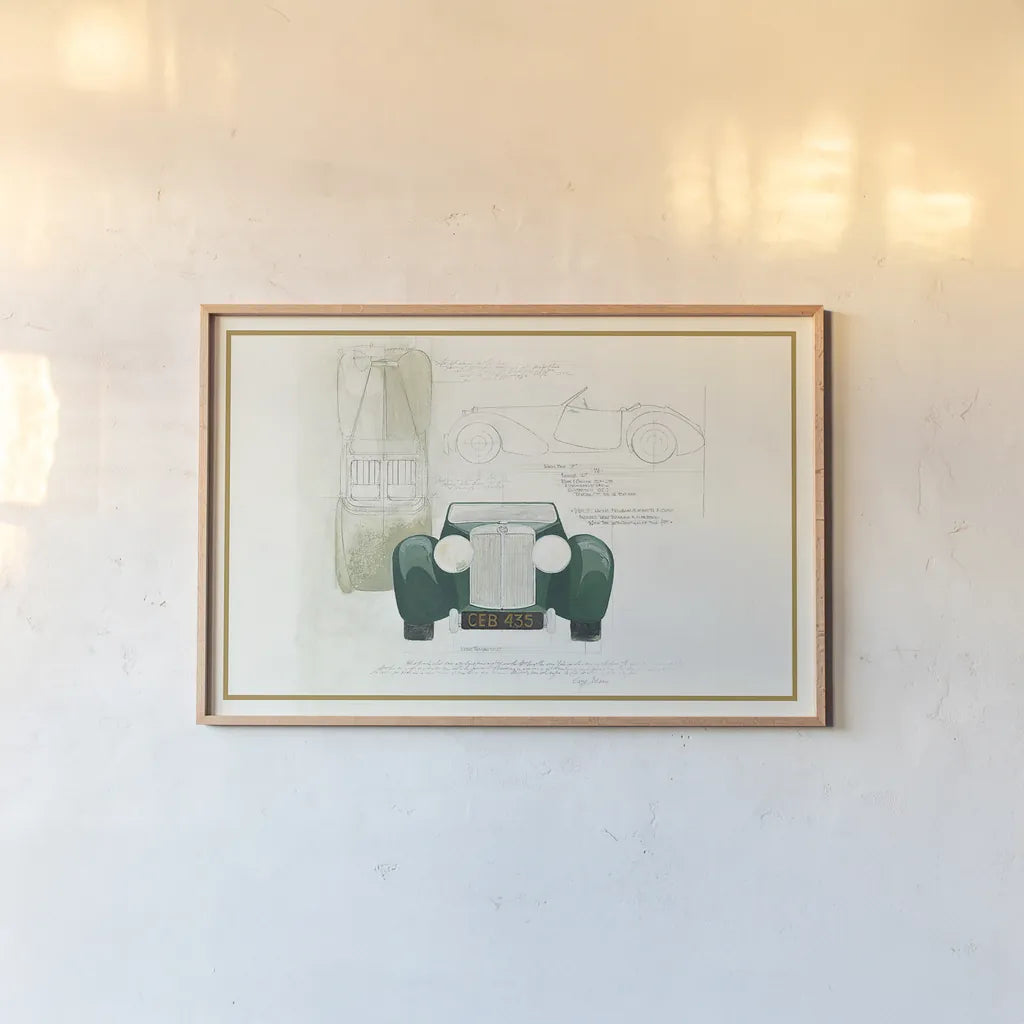 Roadster II v2 by Avery Tillmon. shown as a paper print in a natural frame. Available as a archival giclee rolled canvas, fine art paper, or poster print. SKU 49693i.