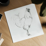 Rooster II Dark Square by Avery Tillmon. Shown as a detailed flat fine art print, highlighting archival giclee quality. Available as an archival giclee rolled canvas, fine art paper, or poster print. SKU 36140a.