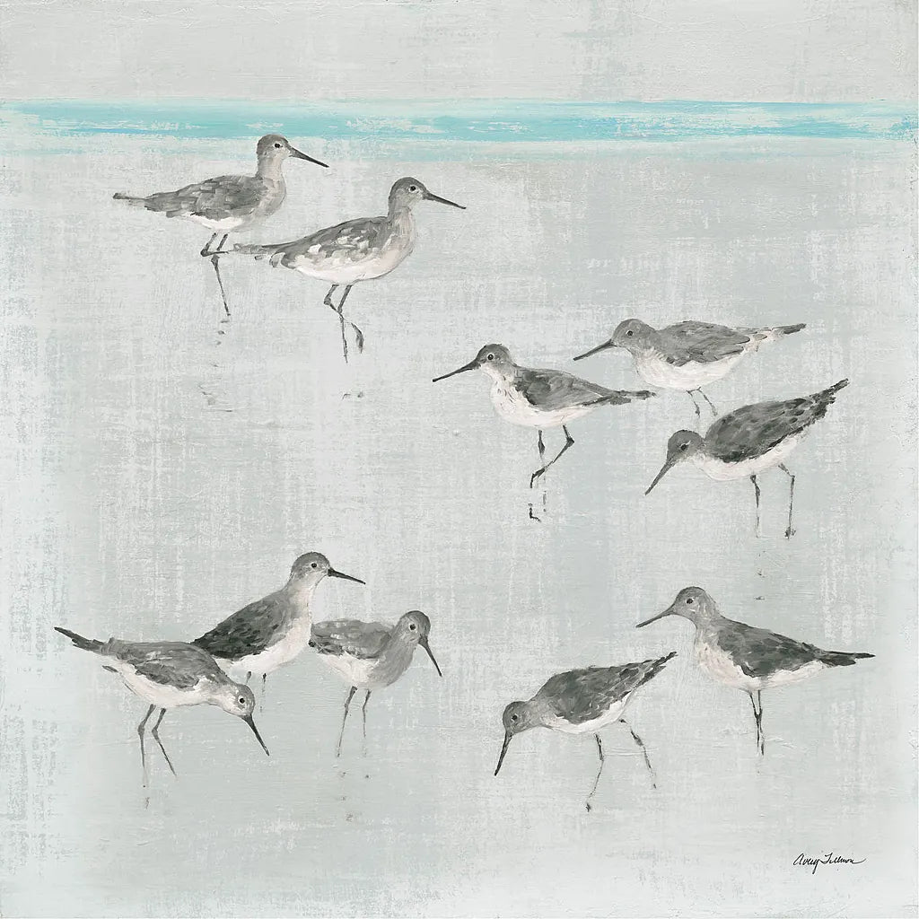 Sandpipers Gray by Avery Tillmon. SKU 22653a. Archival Giclee Fine art print for wall decor.