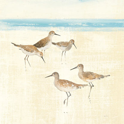 Sandpipers Square I Blue by Avery Tillmon. SKU 34371a. Archival Giclee Fine art print for wall decor.