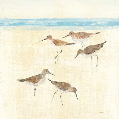 Sandpipers Square II Blue by Avery Tillmon. SKU 34372a. Archival Giclee Fine art print for wall decor.