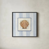 Sanibel Shell I by Avery Tillmon. Shown in a sleek black glass frame for a contemporary gallery look. Available as an archival giclee rolled canvas, fine art paper, or poster print. SKU 8912a.