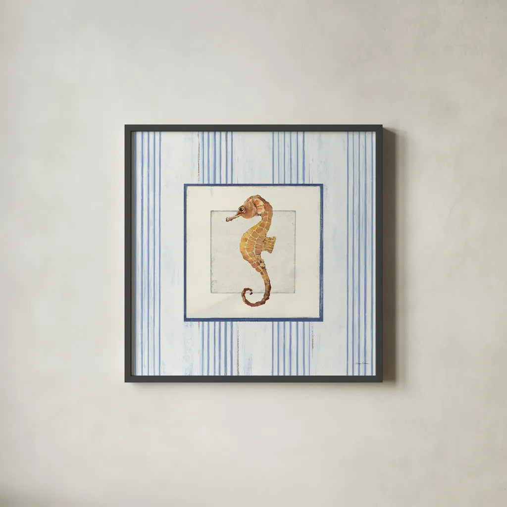 Sanibel Shell IV by Avery Tillmon. Shown in a sleek black glass frame for a contemporary gallery look. Available as an archival giclee rolled canvas, fine art paper, or poster print. SKU 8915a.