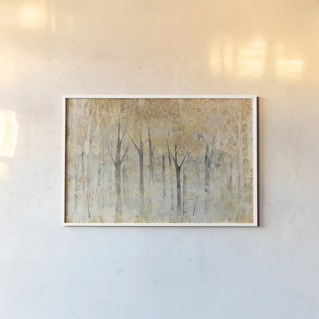 Seasons End Gold by Avery Tillmon. shown as a paper print in a white frame. Available as a archival giclee rolled canvas, fine art paper, or poster print. SKU 28276i.