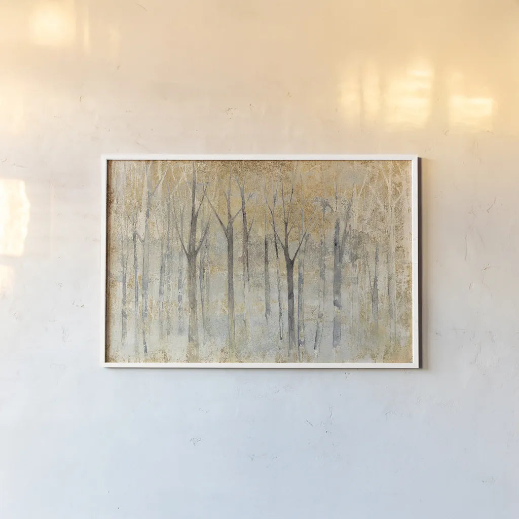 Seasons End Gold Dark by Avery Tillmon. shown as a paper print in a white frame. Available as a archival giclee rolled canvas, fine art paper, or poster print. SKU 29130i.