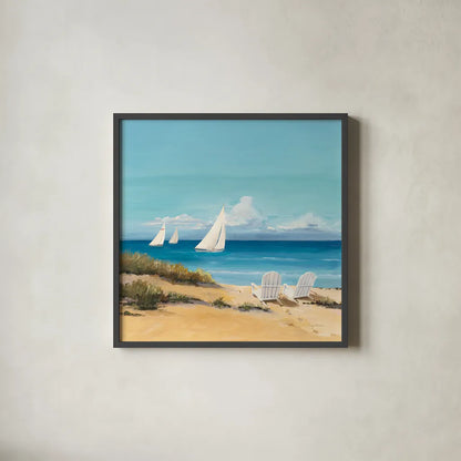 Setting Sail by Avery Tillmon. Shown in a sleek black glass frame for a contemporary gallery look. Available as an archival giclee rolled canvas, fine art paper, or poster print. SKU 11839a.