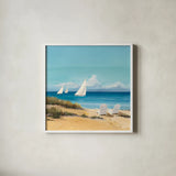 Setting Sail by Avery Tillmon. Shown in a crisp white glass frame for a clean and minimalist style. Available as an archival giclee rolled canvas, fine art paper, or poster print. SKU 11839a.