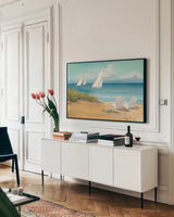 Setting Sail Light Crop by Avery Tillmon. shown as a framed stretched canvas in a living room above a console. Available as a archival giclee rolled canvas, fine art paper, or poster print. SKU 53130i.