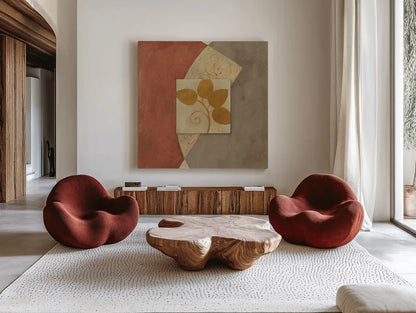 Silk II by Avery Tillmon. Shown as extra-large giant wall art in a modern living room. Available as an archival giclee rolled canvas, fine art paper, or poster print. SKU 8591a.