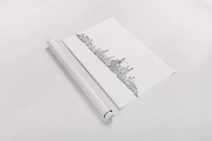 Skyline Chicago v2 by Avery Tillmon. shown as a rolled paper print. Available as archival giclee rolled canvas, fine art paper, or poster print. SKU 83559i.