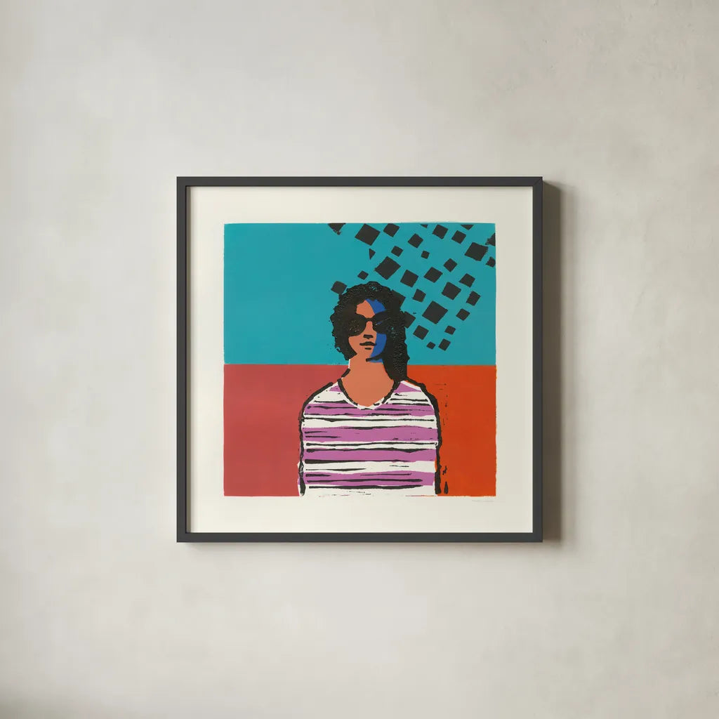 Sofia by Avery Tillmon. Shown in a sleek black glass frame for a contemporary gallery look. Available as an archival giclee rolled canvas, fine art paper, or poster print. SKU 46773a.