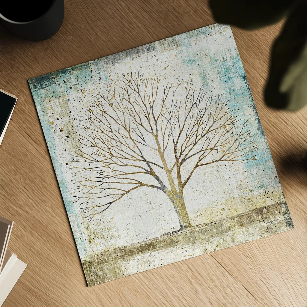 Solitary Tree Collage by Avery Tillmon. Shown as a detailed flat fine art print, highlighting archival giclee quality. Available as an archival giclee rolled canvas, fine art paper, or poster print. SKU 17025a.