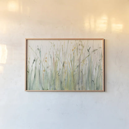 Spring Grasses I by Avery Tillmon. shown as a paper print in a natural frame. Available as a archival giclee rolled canvas, fine art paper, or poster print. SKU 28631i.