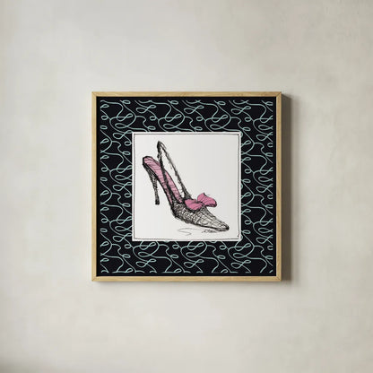 Steppin Out I Pink by Avery Tillmon. Shown in a natural wood glass frame for a timeless modern aesthetic. Available as an archival giclee rolled canvas, fine art paper, or poster print. SKU 49770a.