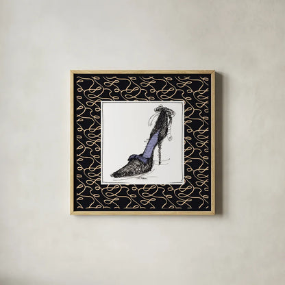 Steppin Out II Purple by Avery Tillmon. Shown in a natural wood glass frame for a timeless modern aesthetic. Available as an archival giclee rolled canvas, fine art paper, or poster print. SKU 49771a.