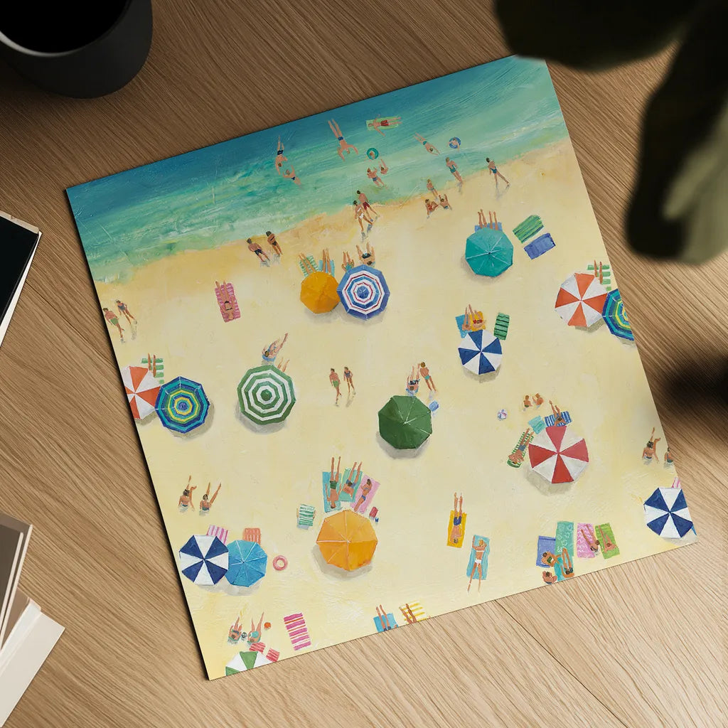 Summer Beach Fun by Avery Tillmon. Shown as a detailed flat fine art print, highlighting archival giclee quality. Available as an archival giclee rolled canvas, fine art paper, or poster print. SKU 49597a.