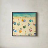 Summer Beach Fun by Avery Tillmon. Shown in a sleek black glass frame for a contemporary gallery look. Available as an archival giclee rolled canvas, fine art paper, or poster print. SKU 49597a.