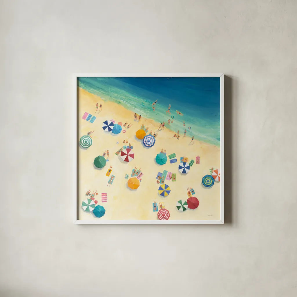 Summer Fun by Avery Tillmon. Shown in a crisp white glass frame for a clean and minimalist style. Available as an archival giclee rolled canvas, fine art paper, or poster print. SKU 16401a.