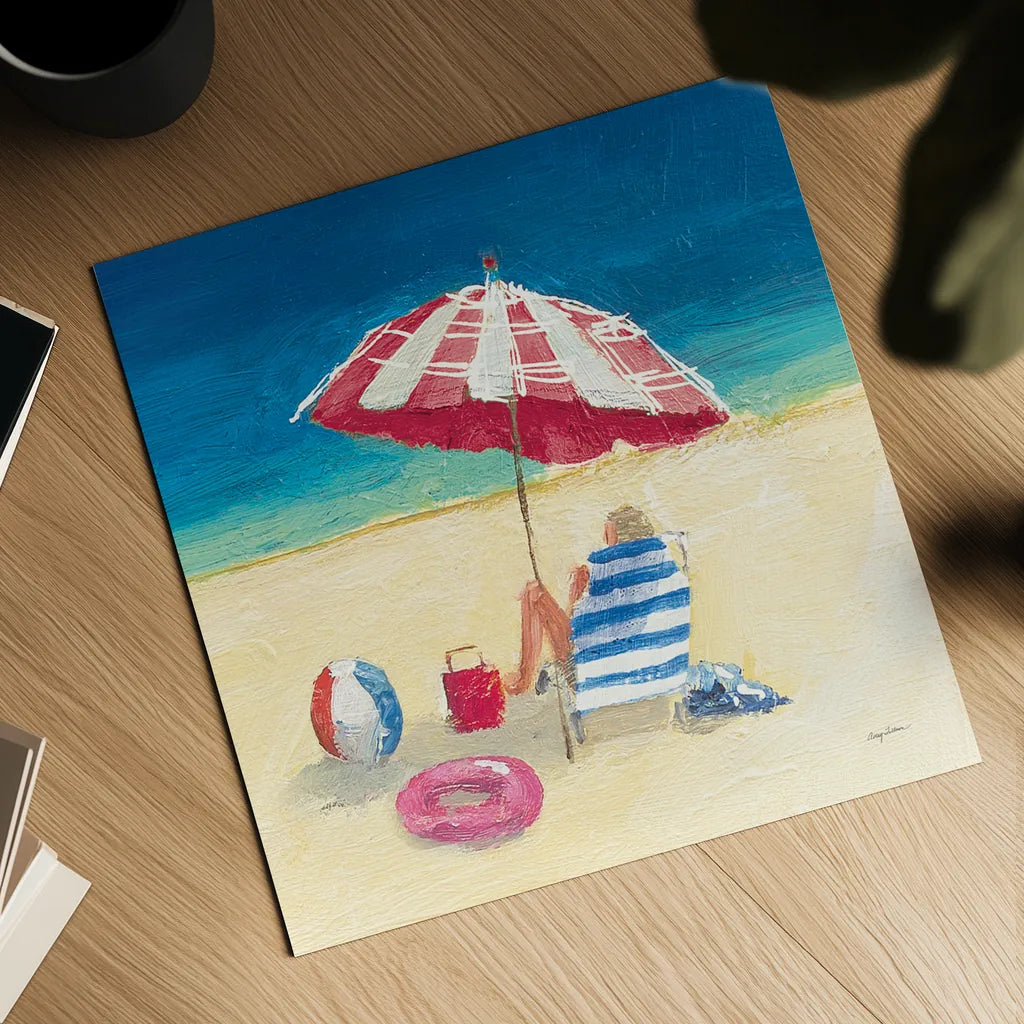 Summer Fun Umbrella by Avery Tillmon. Shown as a detailed flat fine art print, highlighting archival giclee quality. Available as an archival giclee rolled canvas, fine art paper, or poster print. SKU 90788a.
