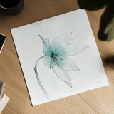 Teal Graphite Flower VIII by Avery Tillmon. Shown as a detailed flat fine art print, highlighting archival giclee quality. Available as an archival giclee rolled canvas, fine art paper, or poster print. SKU 29757a.