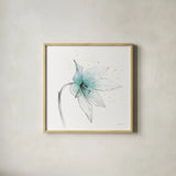 Teal Graphite Flower VIII by Avery Tillmon. Shown in a natural wood glass frame for a timeless modern aesthetic. Available as an archival giclee rolled canvas, fine art paper, or poster print. SKU 29757a.