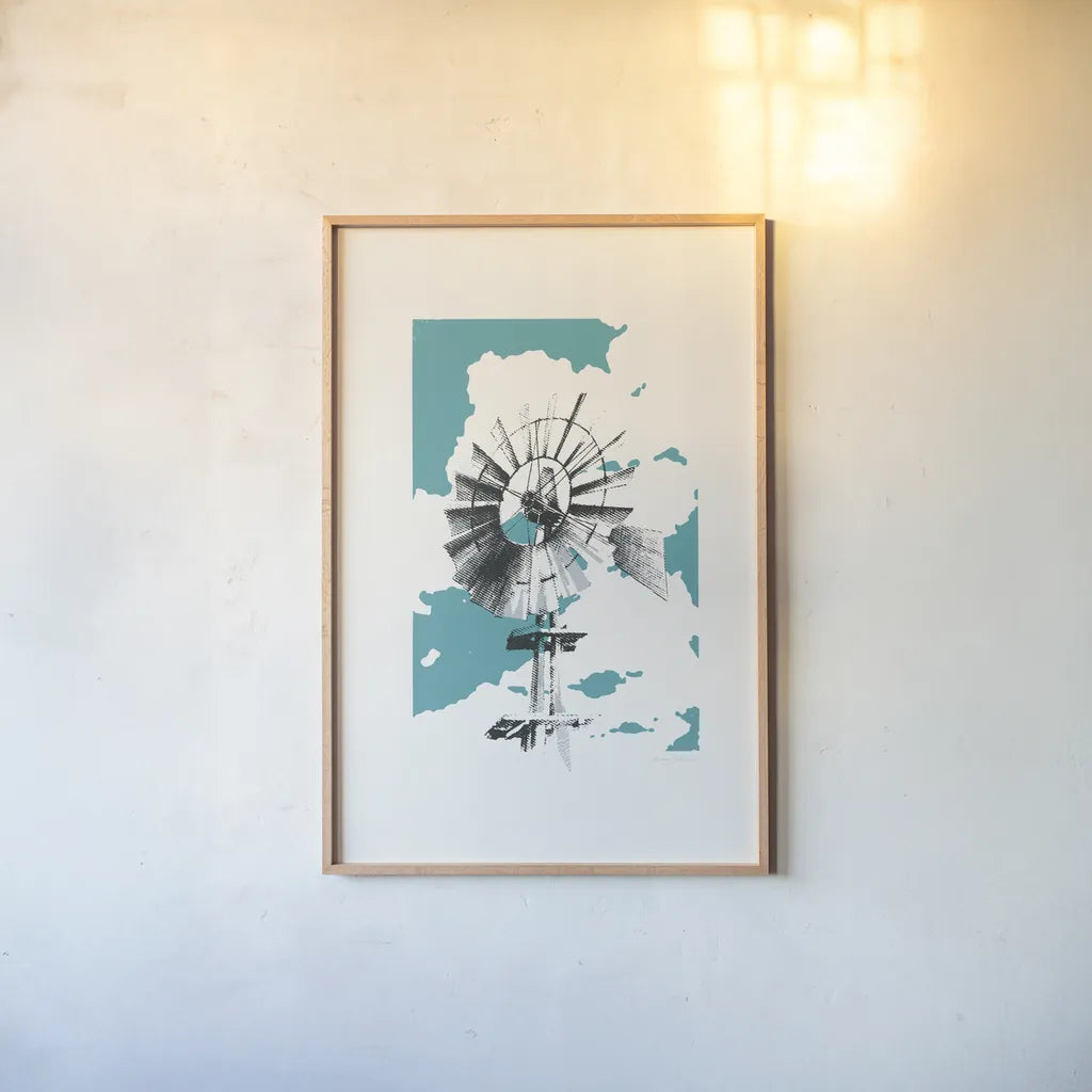 Texas Wind by Avery Tillmon. shown as a paper print in a natural frame. Available as a archival giclee rolled canvas, fine art paper, or poster print. SKU 56283h.