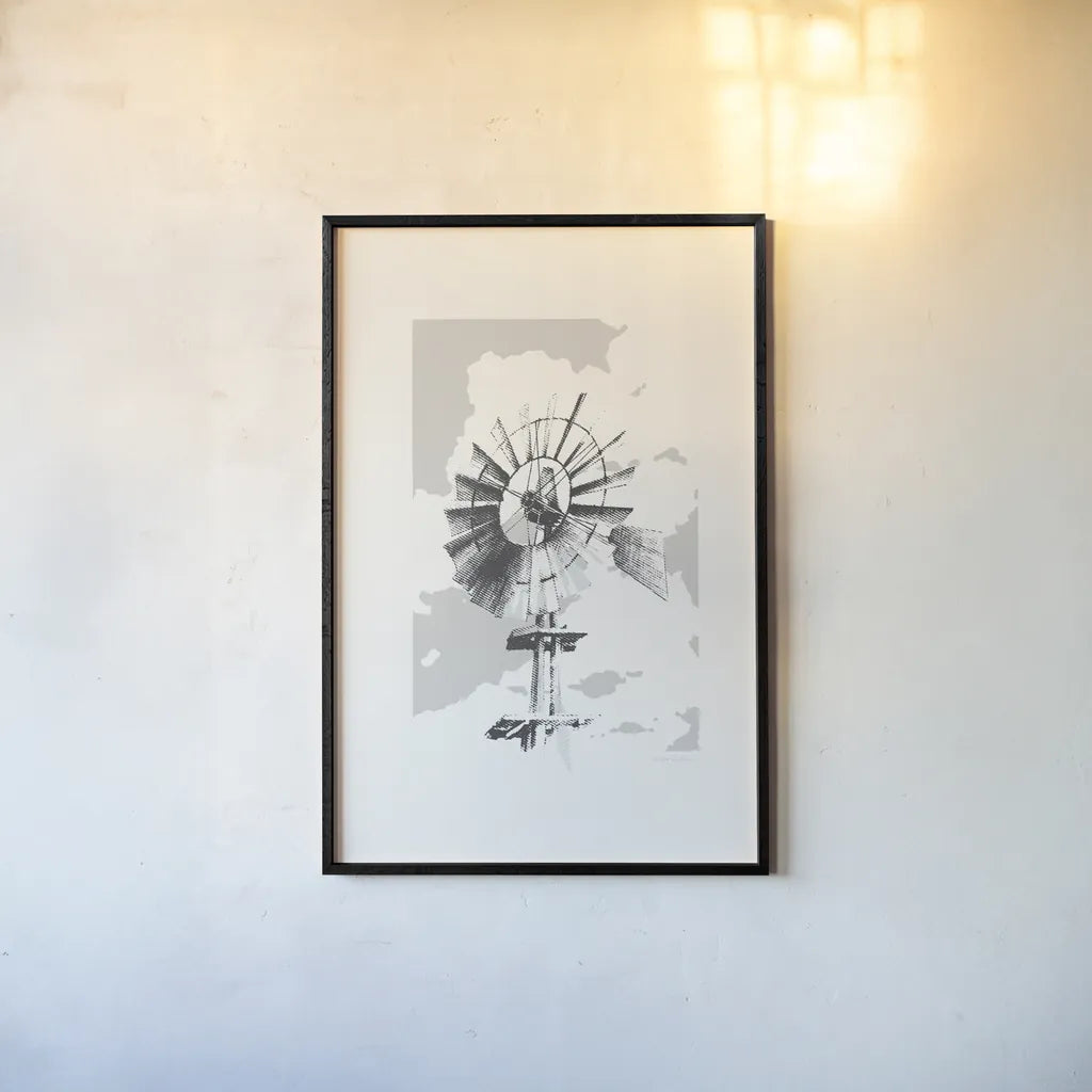 Texas Wind Neutral by Avery Tillmon. shown as a paper print in a black flame. Available as a archival giclee rolled canvas, fine art paper, or poster print. SKU 70453h.