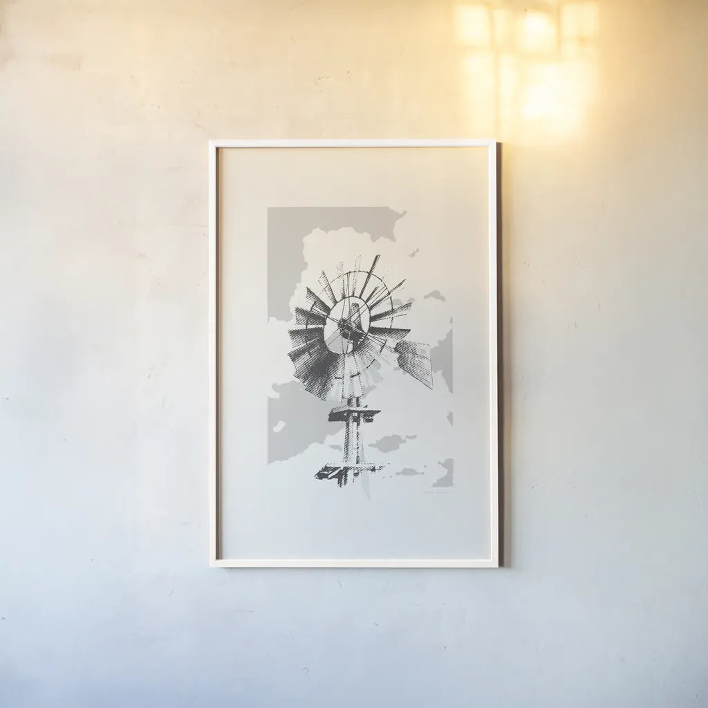 Texas Wind Neutral by Avery Tillmon. shown as a paper print in a white frame. Available as a archival giclee rolled canvas, fine art paper, or poster print. SKU 70453h.